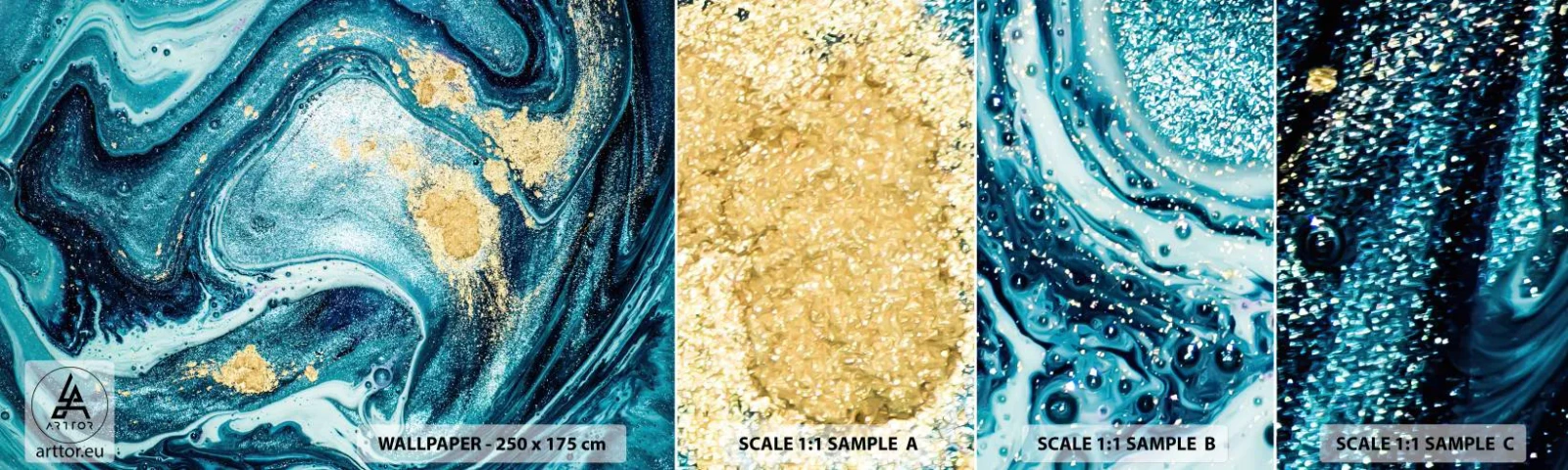 Fototapeta Próbka Samoprzylepna Deluxe Sticker - Błekitny wir - Abstrakcja, Sztuka, Nowoczesny Wzór - 100x30 cm