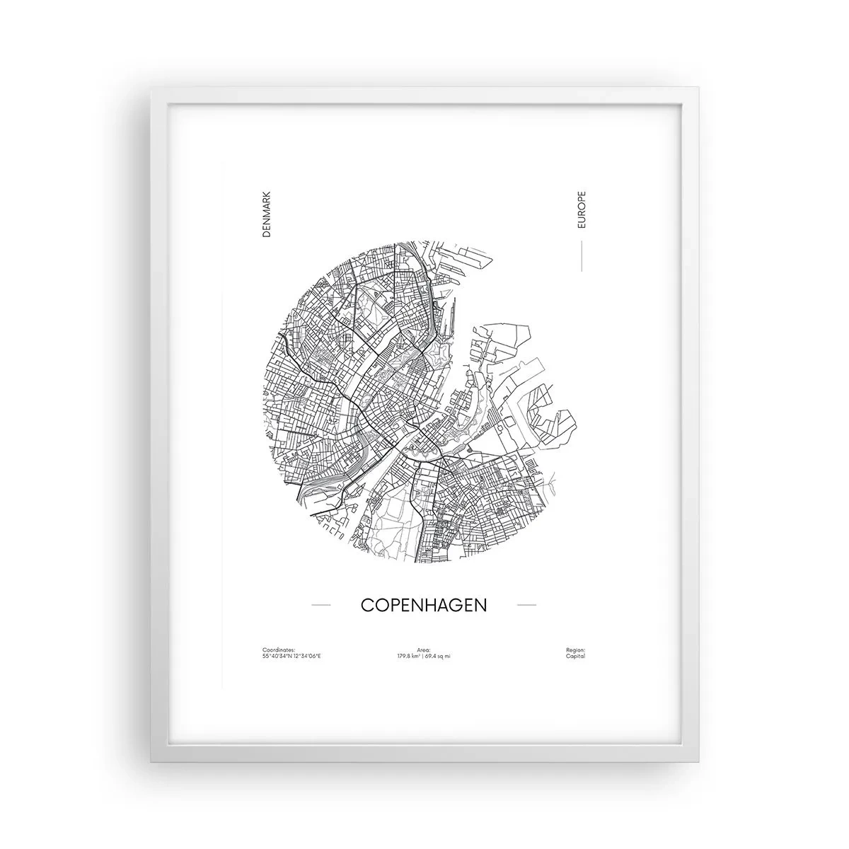 Plakat w białej ramie - Anatomia Kopenhagi - 40x50 cm