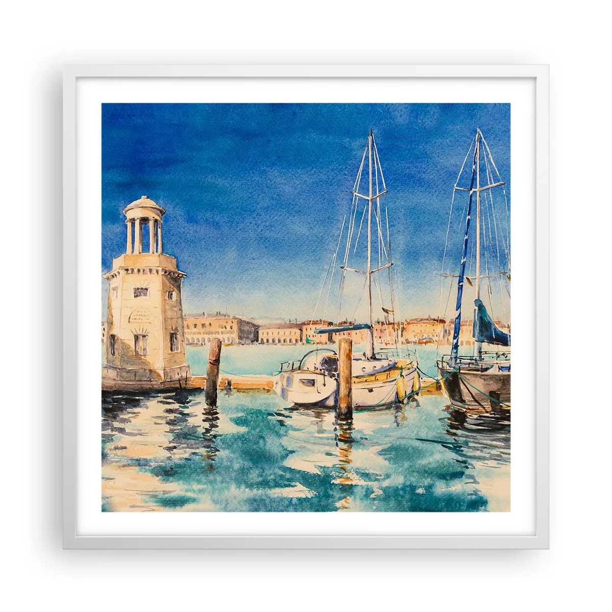 Plakat w białej ramie - Słoneczna laguna - 60x60 cm