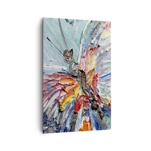 Obraz na płótnie - Kolorowy motyl w stylu impasto na pastelowym tle - 80x120cm - Pomalowany przez naturę - Nowoczesna dekoracja ścienna do salonu i sypialni ARTTOR