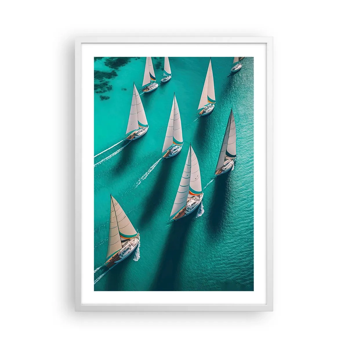 Plakat w białej ramie - W zawody z wiatrem - 50x70 cm