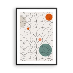 Plakat w czarnej ramie - Nowoczesna abstrakcja geometryczna z kolorowymi akcentami - 50x70cm - W pop-artowym duchu - Nowoczesna dekoracja ścienna do salonu i sypialni ARTTOR