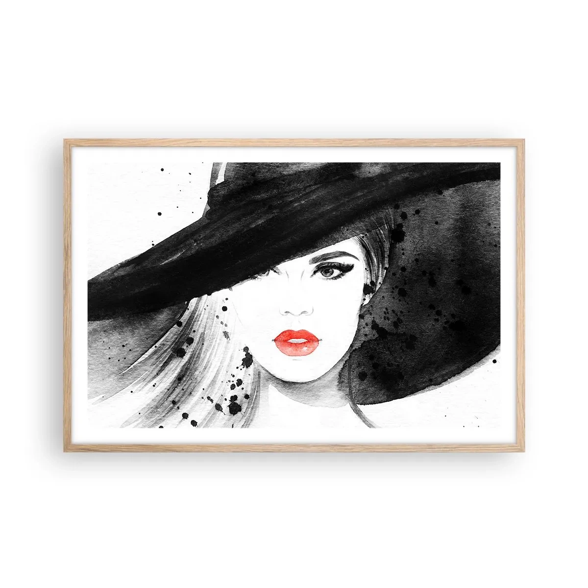 Plakat w ramie jasny dąb - Dama w czerni - 91x61 cm