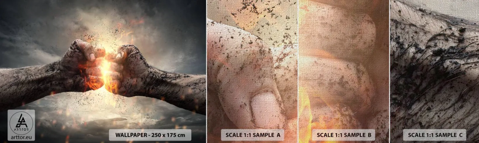 Fototapeta Próbka Premium Canvas - Stań do walki - Abstrakcja, Zaciśnięta Dłoń, Siła - 100x30 cm