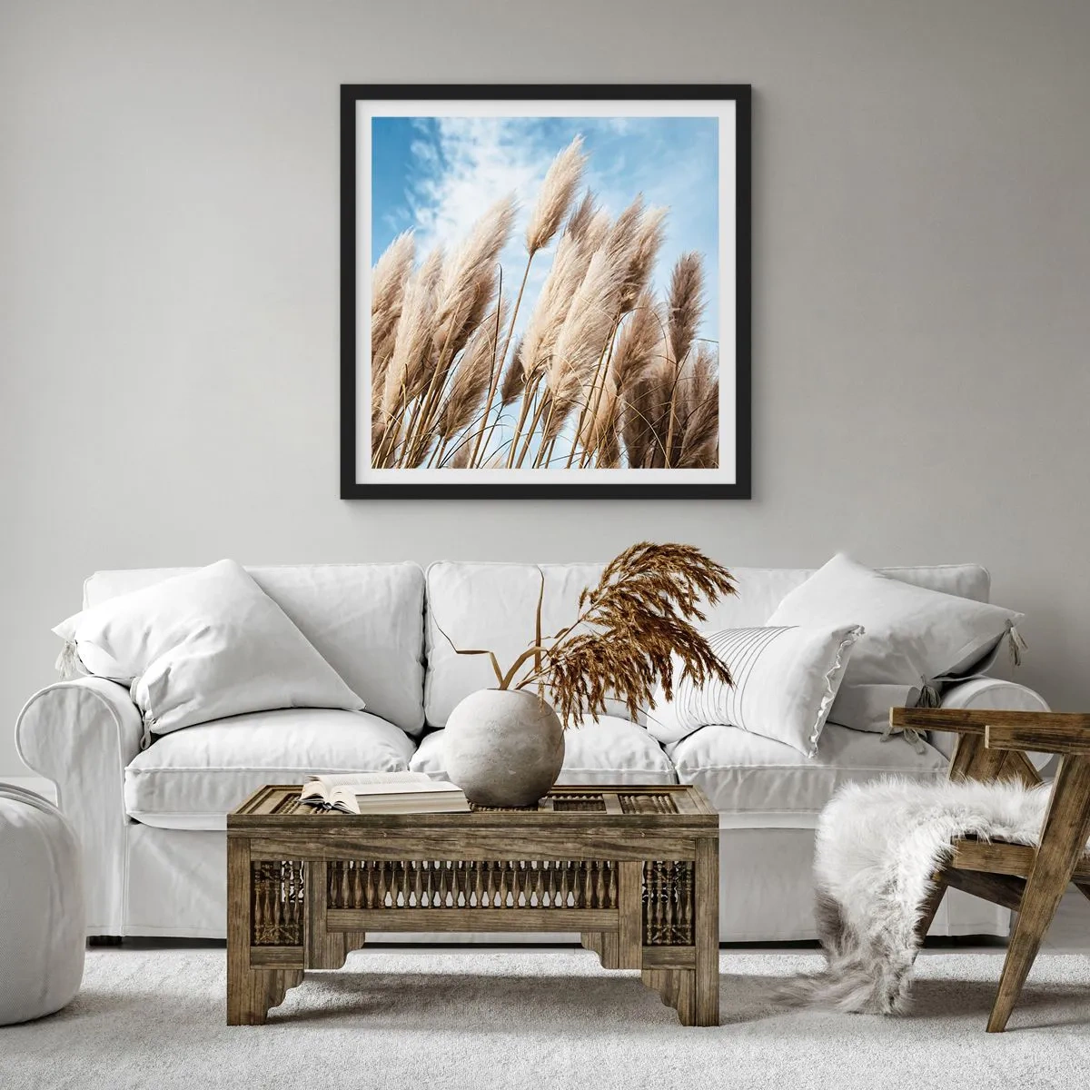 Plakat w czarnej ramie - Słoneczna i wietrzna pieszczota - 30x30 cm