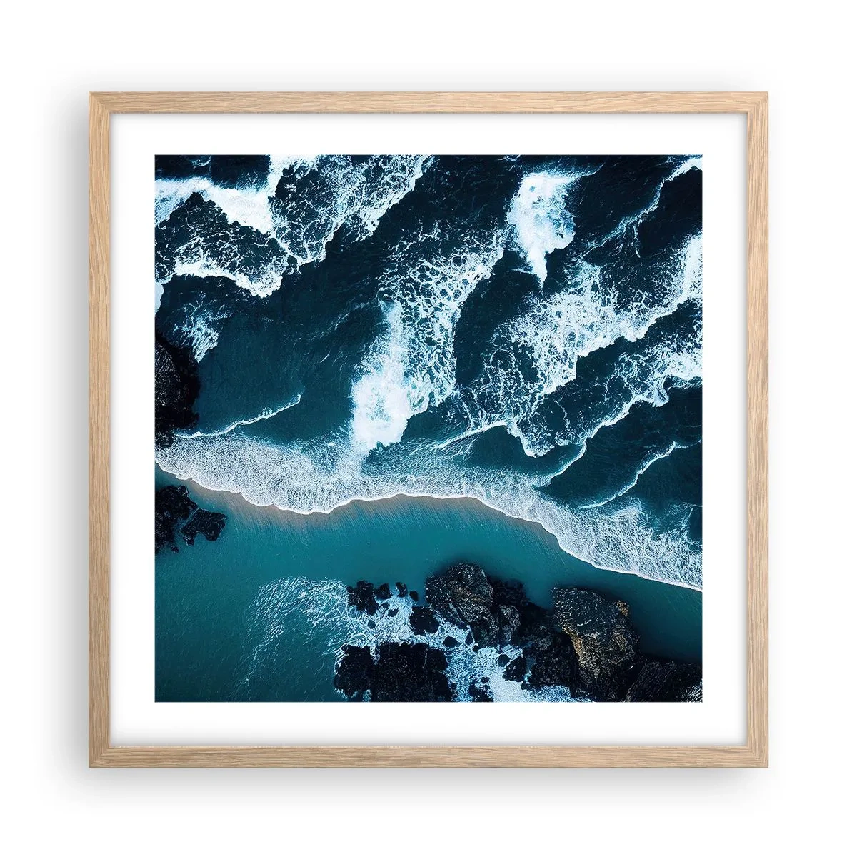 Plakat w ramie jasny dąb - Otulone falami - 50x50 cm