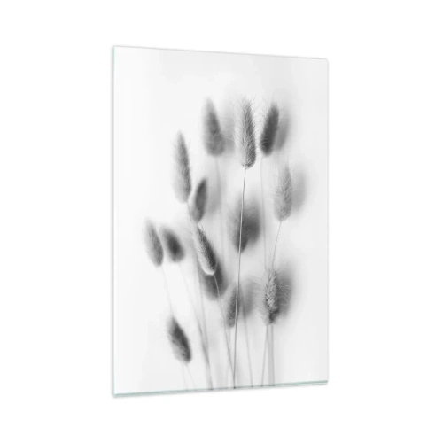 Obraz na szkle - Delikatne trawy w odcieniach szarości na białym tle - 80x120cm - Jej puszystość trawa - Nowoczesna dekoracja ścienna do salonu i sypialni ARTTOR