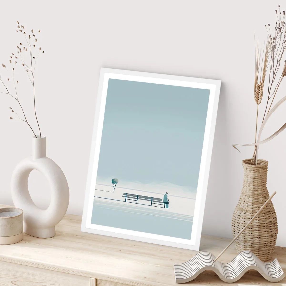 Plakat w białej ramie - Tak, czekam. - 30x40 cm