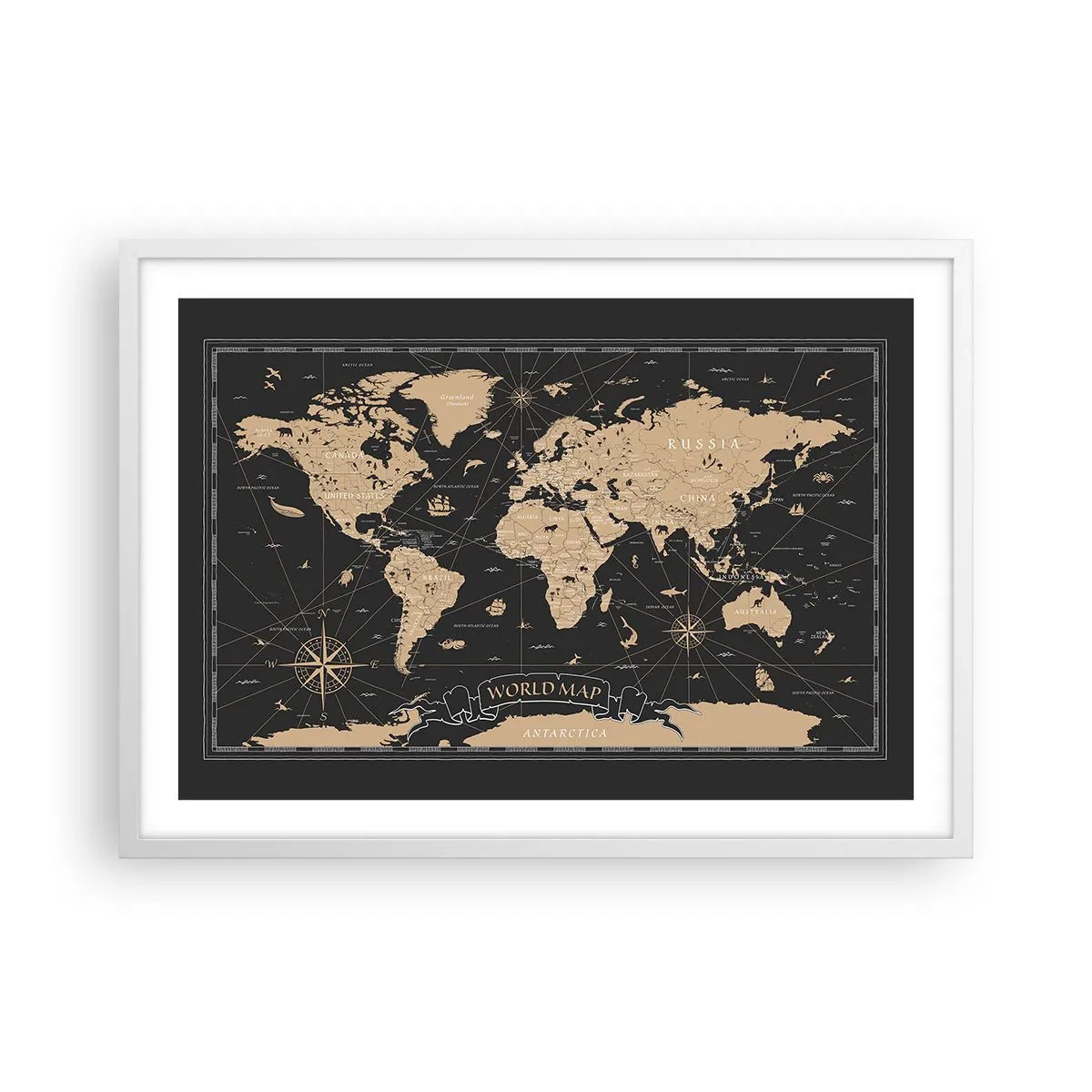 Plakat w białej ramie - Granice mojego świata - 70x50 cm