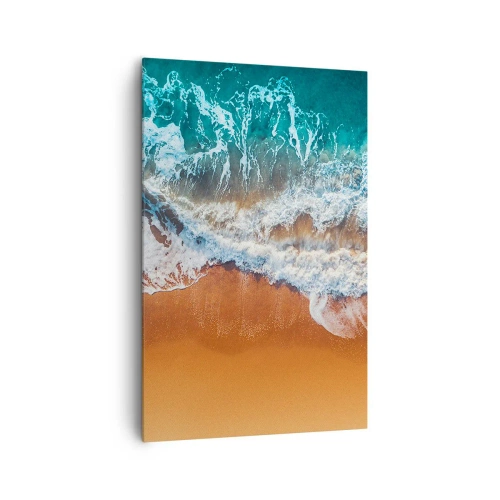 Obraz na płótnie - Widok z lotu ptaka na fale oceanu rozbijające się o brzeg - 80x120cm - Zawsze w parze - Nowoczesna dekoracja ścienna do salonu i sypialni ARTTOR