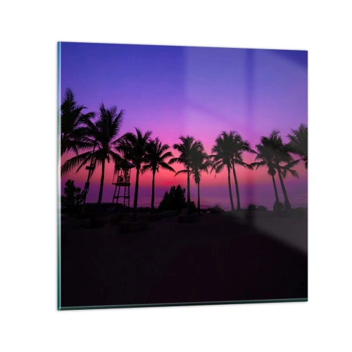 Obraz na szkle - Wieczór pod palmami - 70x70 cm