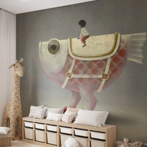 Fototapeta Premium Sand - Ryboński jeździec - Abstrakcja, Ryba, Dla Dzieci - 350x256 cm