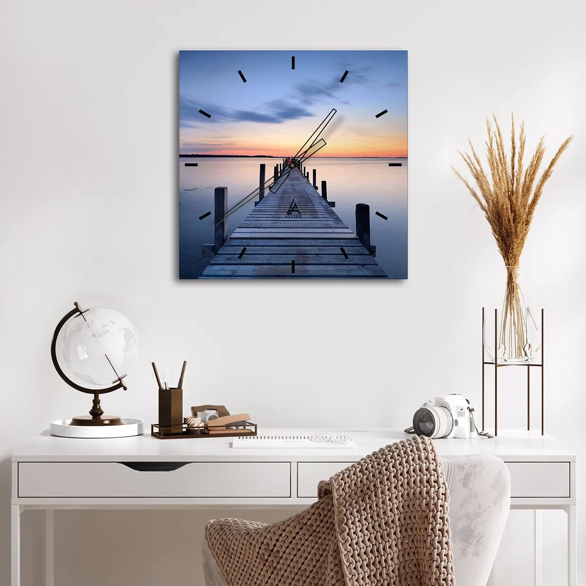 Zegar ścienny - Spokój pogodnego zmierzchu - 40x40 cm