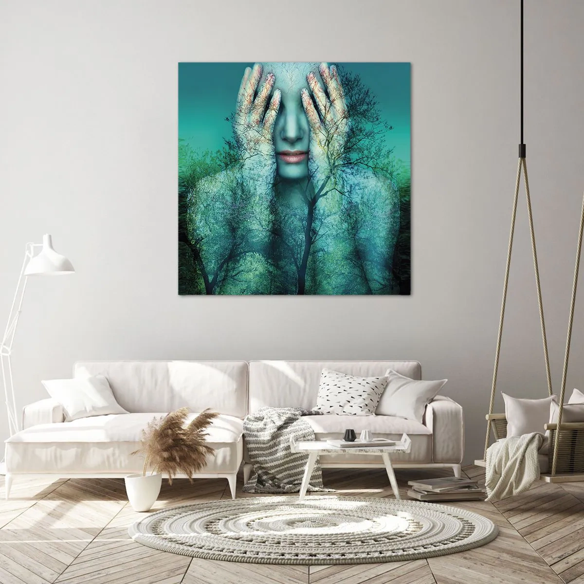 Obraz na płótnie - Zanurzona w błękicie - 50x50 cm