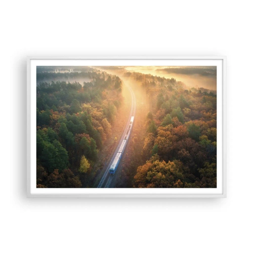 Plakat w białej ramie - Jesienna podróż - 100x70 cm