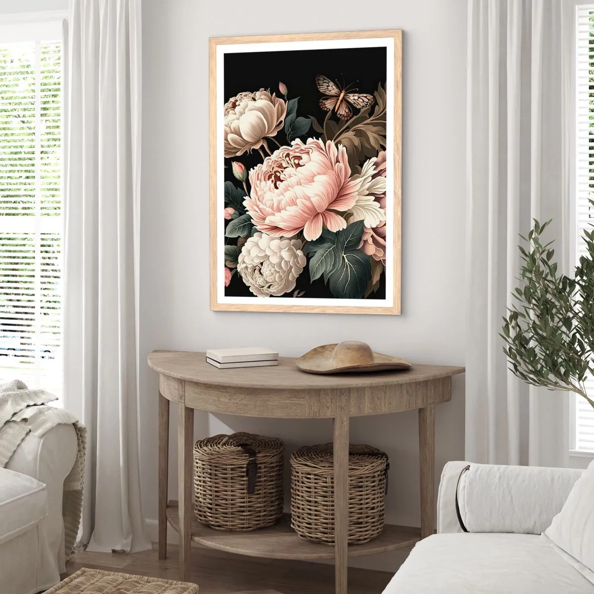 Plakat w ramie jasny dąb - W barokowym stylu - 70x100 cm