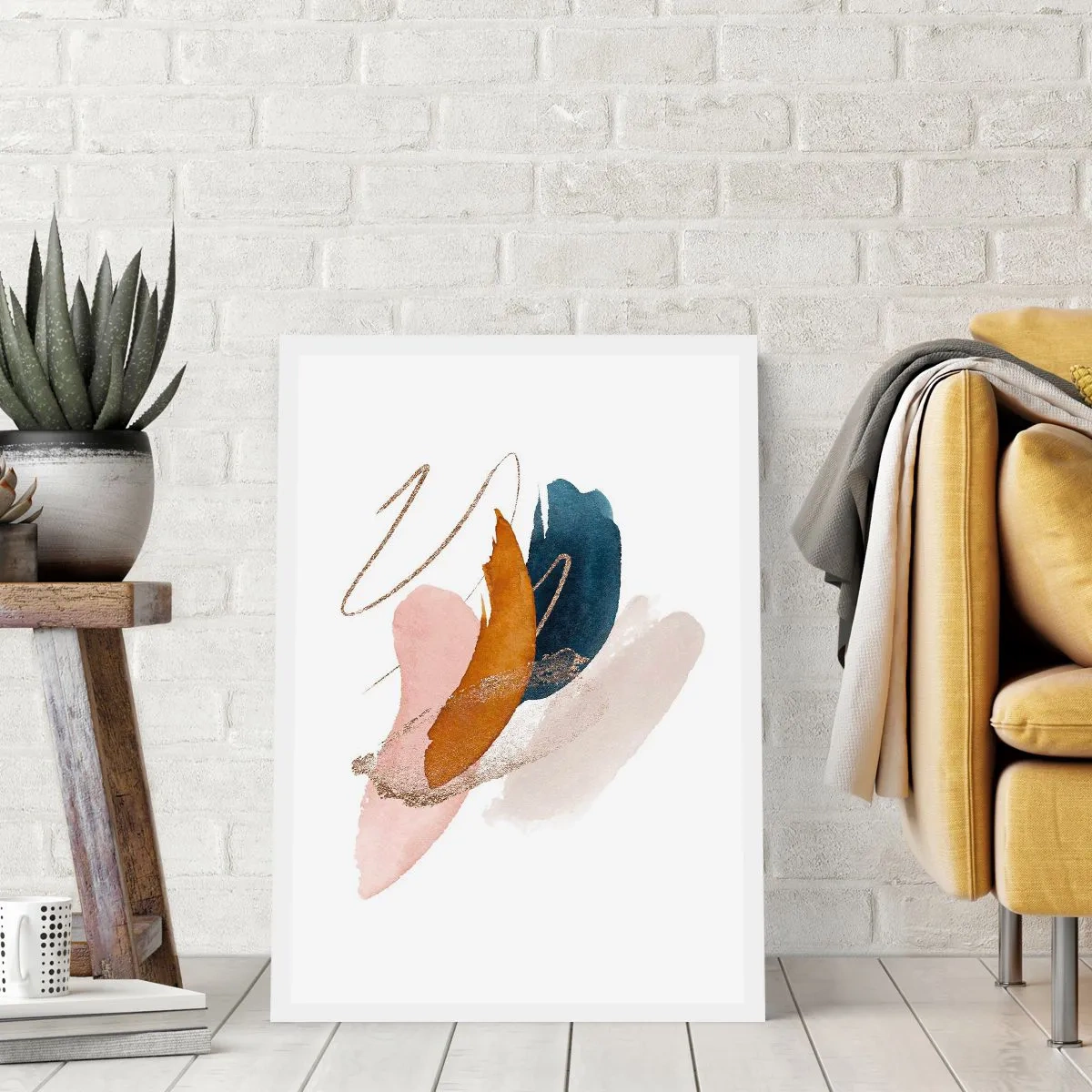 Plakat - Delikatna abstrakcja w odcieniach pastelowych - 50x70cm - Kompozycja uskrzydlona - Nowoczesna dekoracja ścienna do salonu, kuchni i sypialni ARTTOR