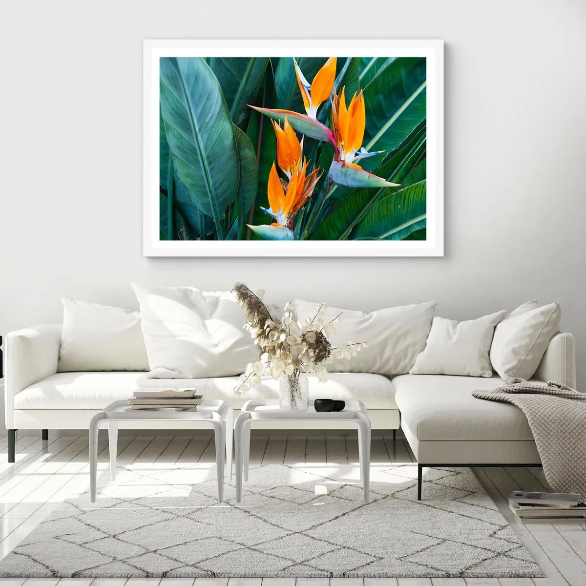 Plakat w białej ramie - Czy to kwiat, czy to ptak? - 91x61 cm