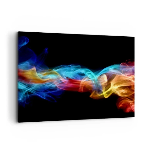 Obraz na płótnie - Kolorowy dym na czarnym tle - 120x80cm - Tęczowy taniec mgieł - Nowoczesna dekoracja ścienna do salonu, kuchni i sypialni ARTTOR
