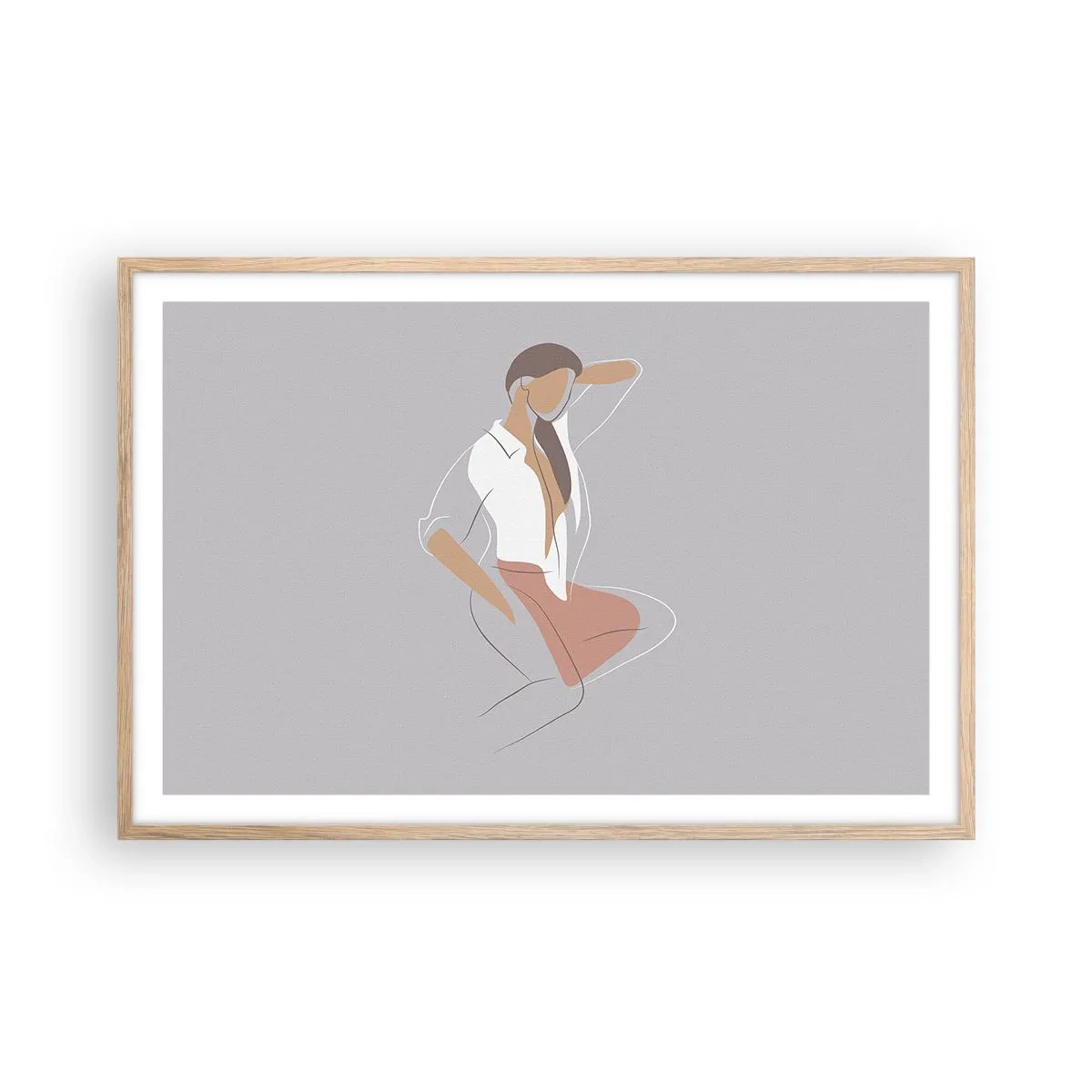 Plakat w ramie jasny dąb - Zarys wdzięku - 91x61 cm