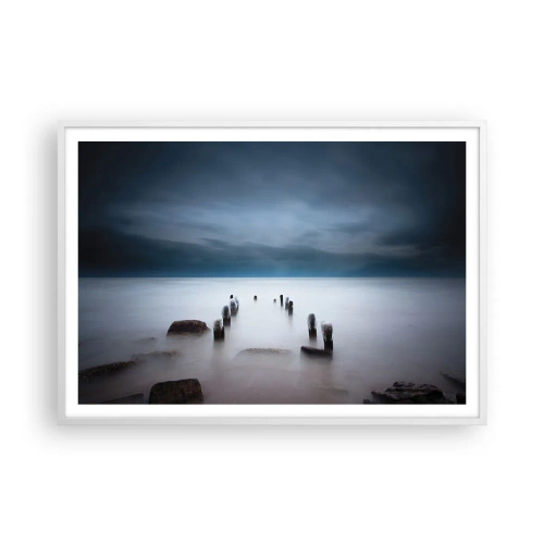 Plakat w białej ramie - Zamyślone jezioro - 100x70 cm