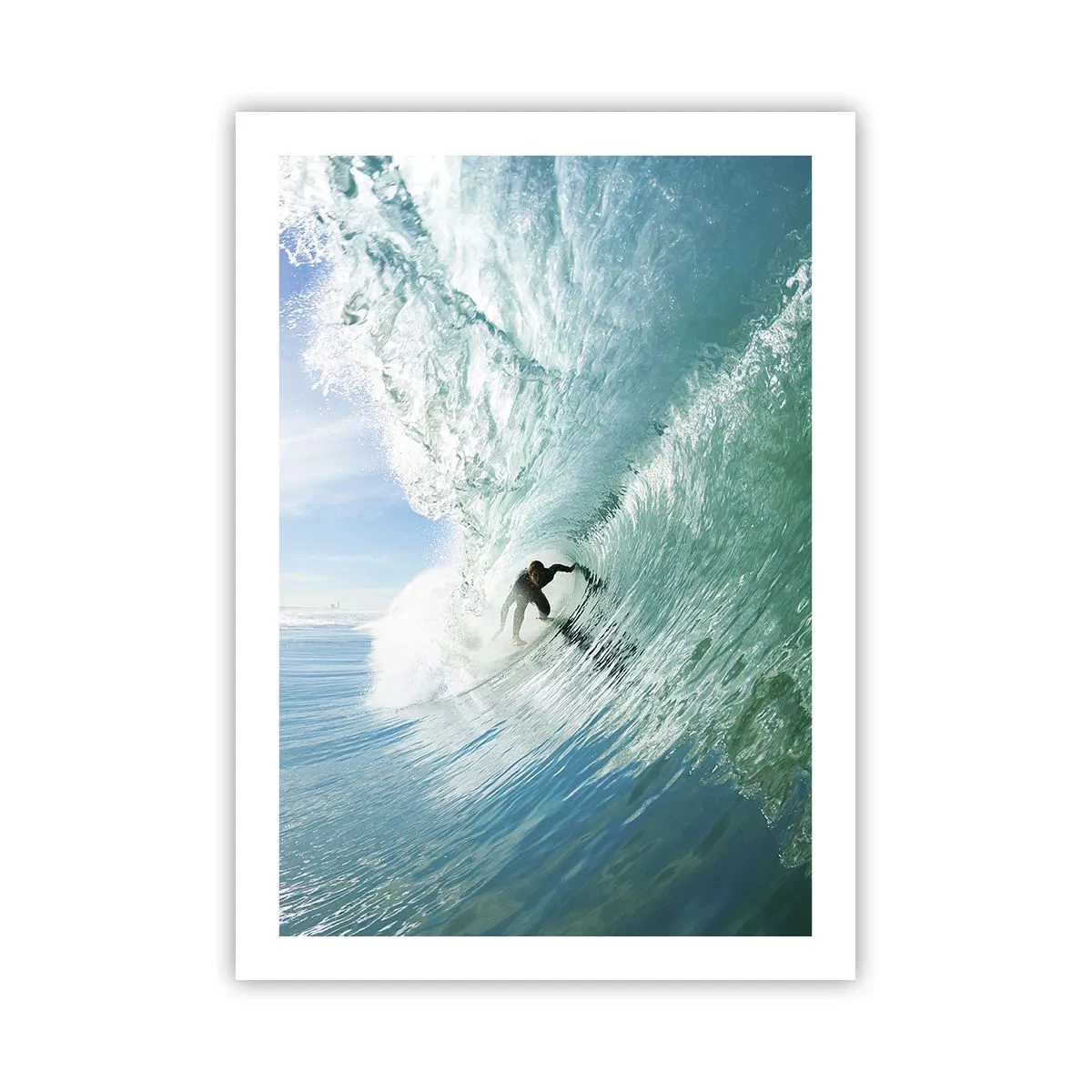Plakat - Surfer na fali w świetle słońca - 50x70cm - Zawsze na fali - Nowoczesna dekoracja ścienna do salonu, kuchni i sypialni ARTTOR