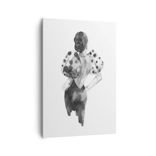Obraz na płótnie - Minimalistyczna ilustracja kobiety w stylu akwareli - 70x100cm - Przeszła tuż obok - Nowoczesna dekoracja ścienna do salonu i sypialni ARTTOR