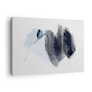 Obraz na płótnie - Abstrakcyjna kompozycja w odcieniach szarości i błękitu - 70x50cm - Intensywność i ruch - Nowoczesna dekoracja ścienna do salonu i sypialni ARTTOR