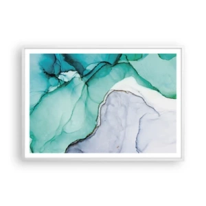 Plakat w białej ramie - Studium w turkusie - 100x70 cm