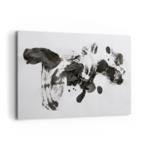 Obraz na płótnie - Abstrakcyjna kompozycja czarnych plam na białym tle - 120x80cm - W szaleństwie metoda? - Nowoczesna dekoracja ścienna do salonu, kuchni i sypialni ARTTOR