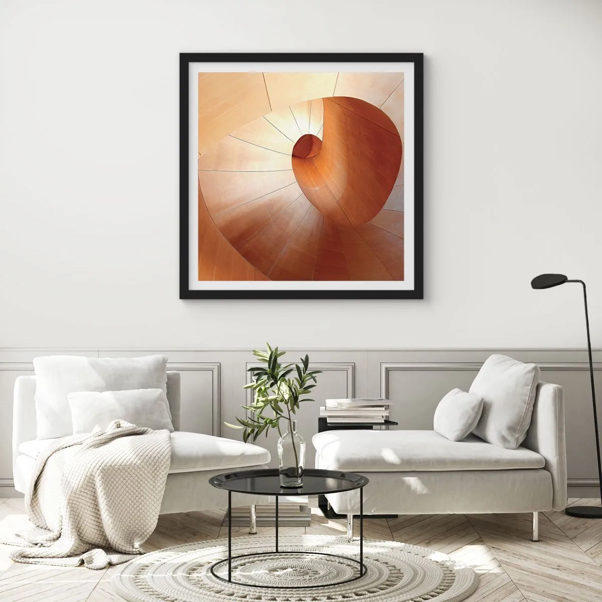 Plakat w czarnej ramie - Architektoniczna serpentyna - 50x50 cm