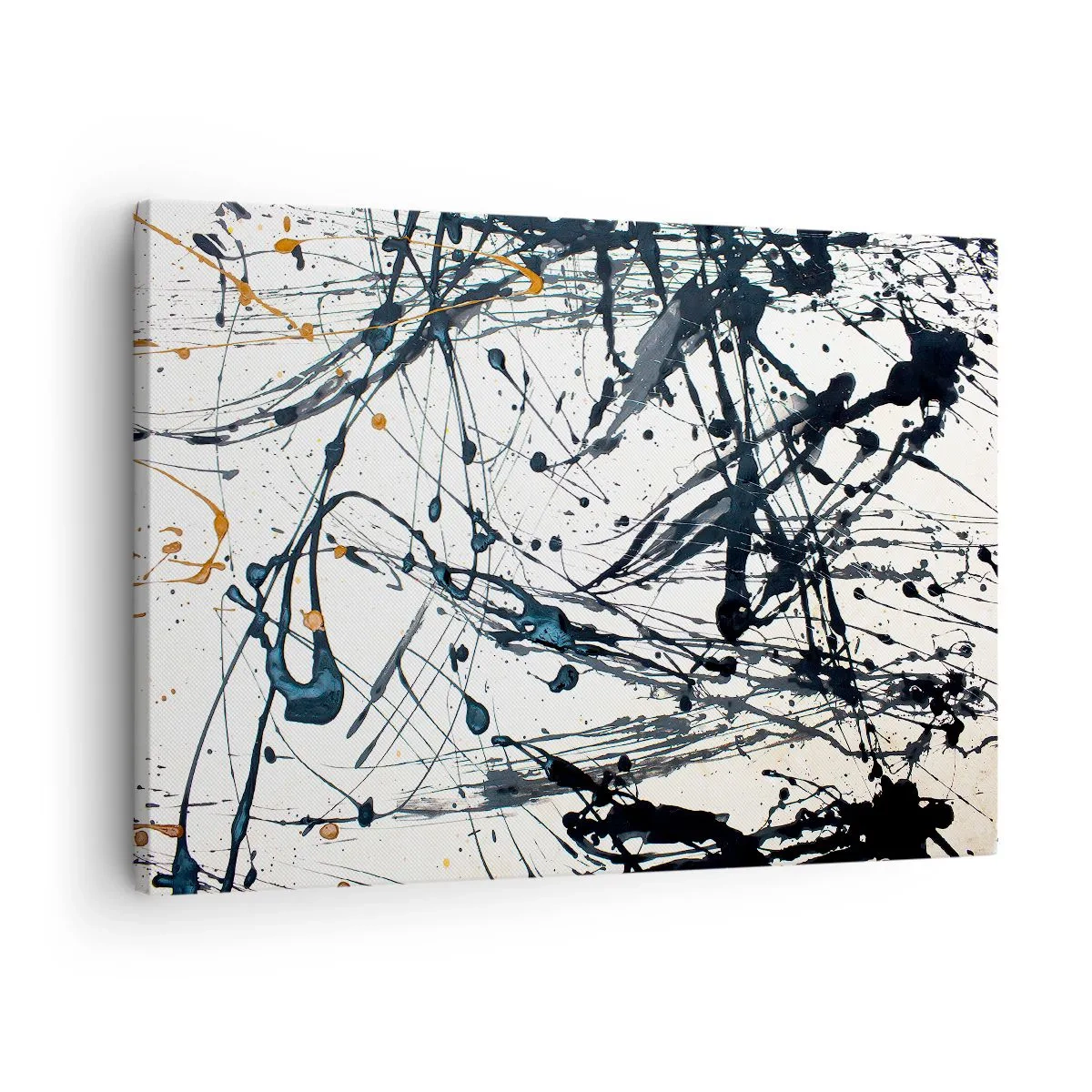 Obraz na płótnie - Abstrakcyjny wzór malarski z dynamicznymi liniami i plamami - 70x50cm - Z sensem czy bez sensu? - Nowoczesna dekoracja ścienna do salonu i sypialni ARTTOR