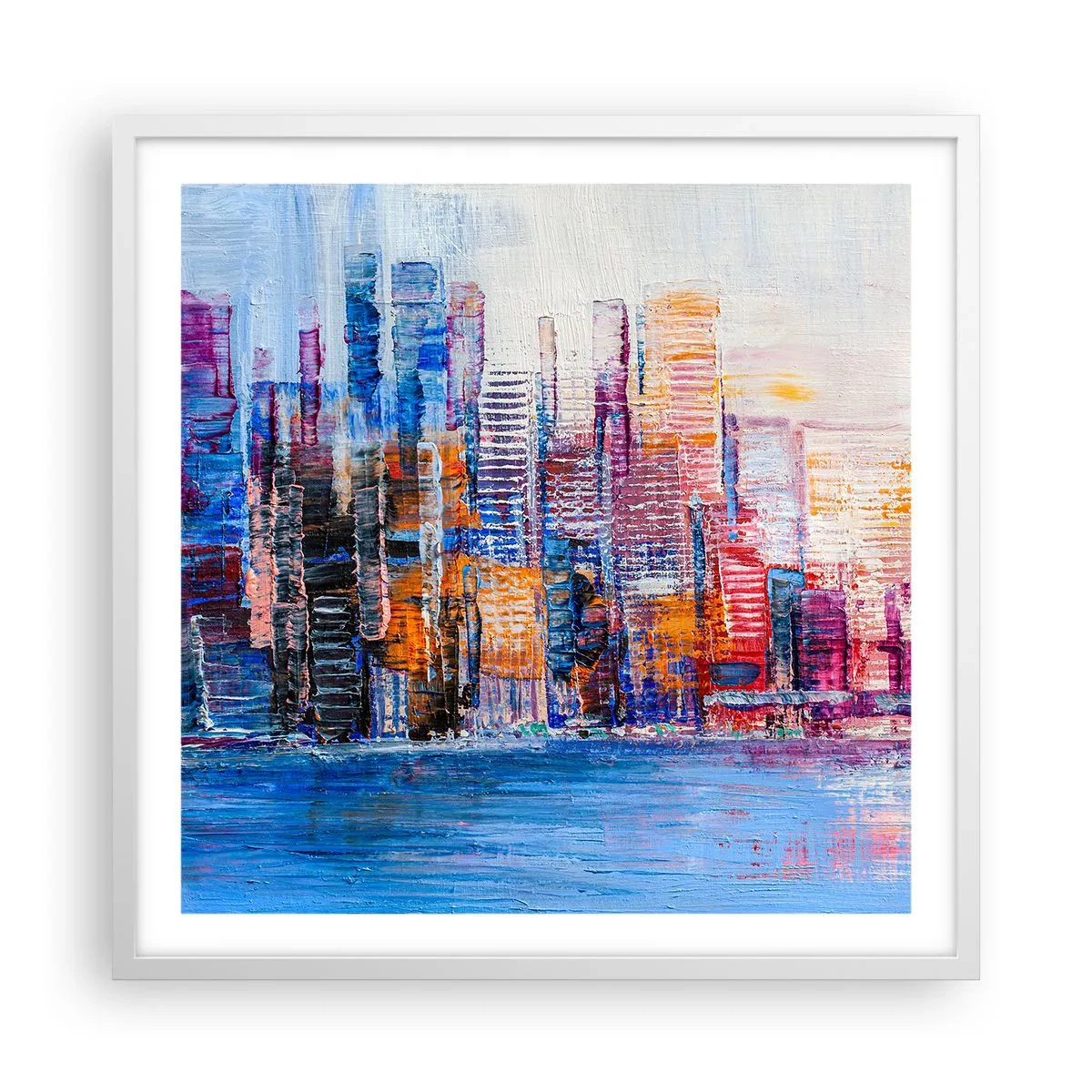 Plakat w białej ramie - Radosna metropolia - 60x60 cm