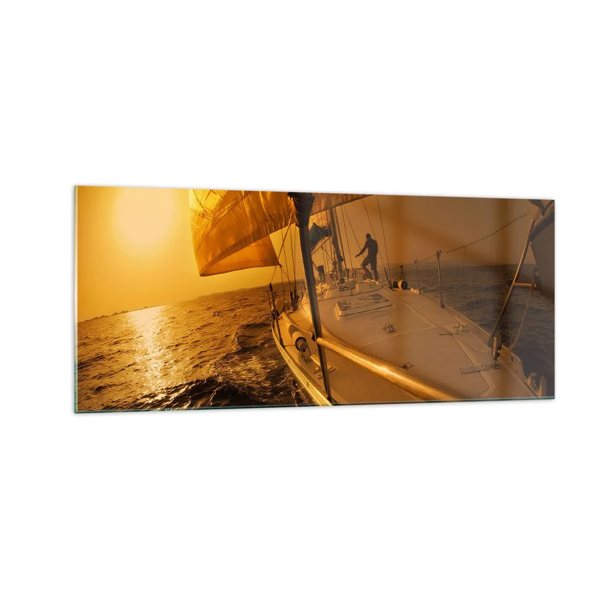 Obraz na szkle - Złoty wieczór po wielobarwnym dniu - 100x40 cm