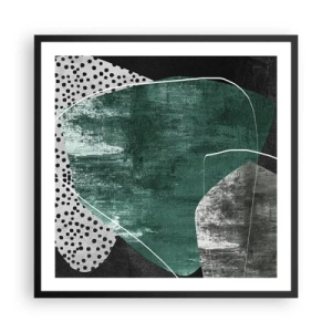 Plakat w czarnej ramie - Barwna abstrakcja z płatkiem złota - 60x60 cm