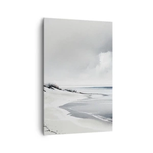 Obraz na płótnie - Plaża w stonowanych odcieniach szarości i błękitu - 80x120cm - Od zawsze razem - Nowoczesna dekoracja ścienna do salonu i sypialni ARTTOR