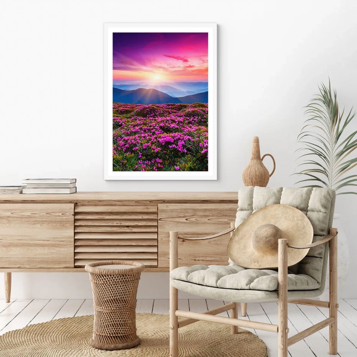 Plakat w białej ramie - Ziół zapachniały świeże pęki od niw - 61x91 cm