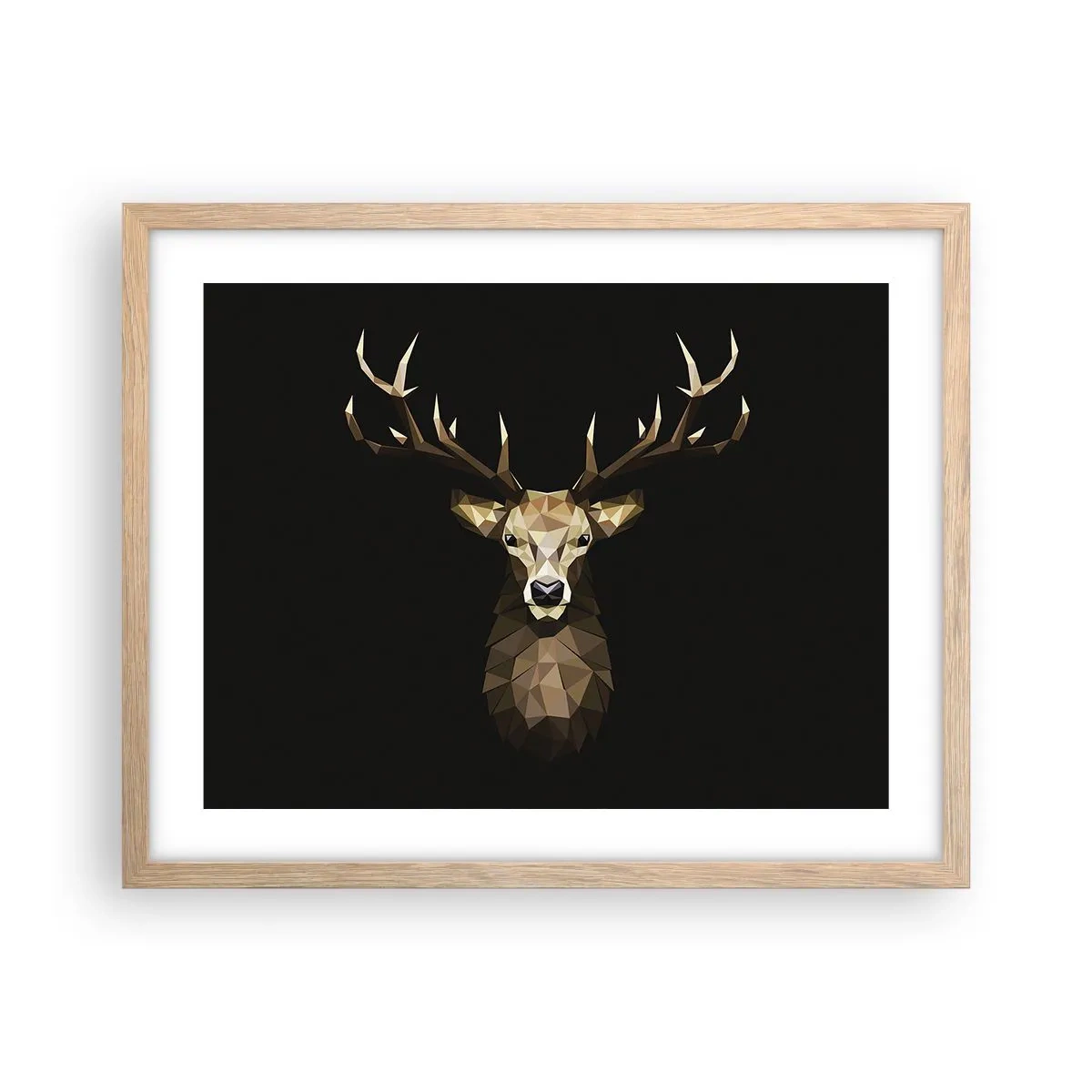 Plakat w ramie jasny dąb - Kubistyczny jeleń - 50x40 cm