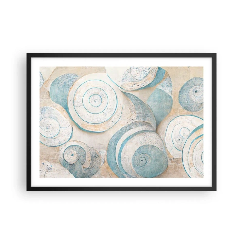 Plakat w czarnej ramie - Abstrakcyjne muszle w pastelowych odcieniach - 70x50cm - Co kryje muszla? - Nowoczesna dekoracja ścienna do salonu i sypialni ARTTOR