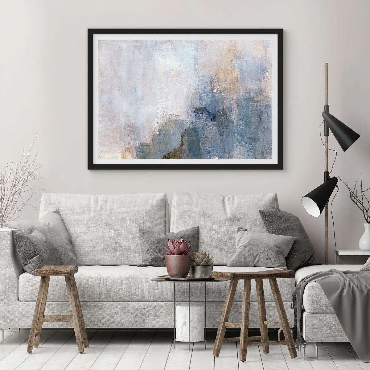 Plakat w czarnej ramie - Tony i akordy barw - 91x61 cm