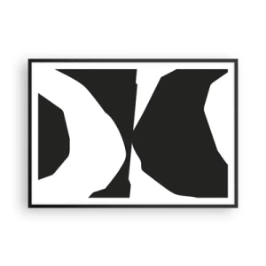 Plakat w czarnej ramie - Abstrakcyjny kontrastowy wzór w czerni i bieli - 100x70cm - Pozytyw -negatyw - Nowoczesna dekoracja ścienna do salonu i sypialni ARTTOR