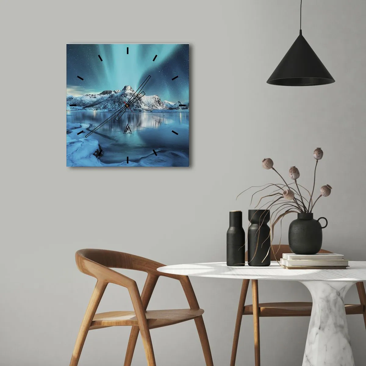 Zegar ścienny - Noc światła - 40x40 cm