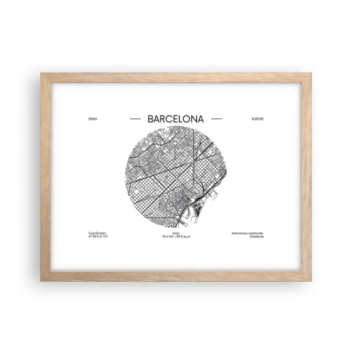 Plakat w ramie jasny dąb - Anatomia Barcelony - 40x30 cm