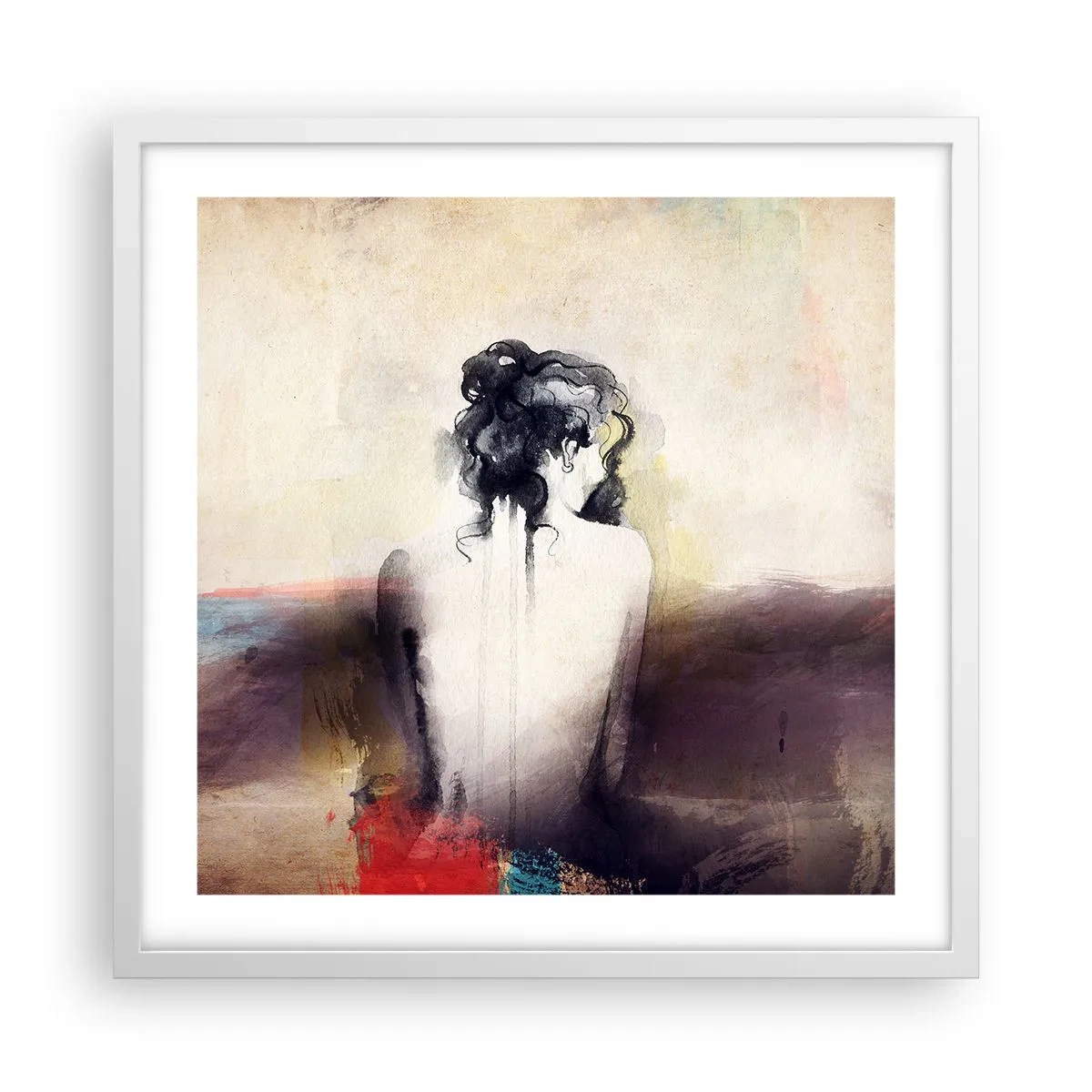 Plakat w białej ramie - Łagodne linie, owalne kształty - 50x50 cm