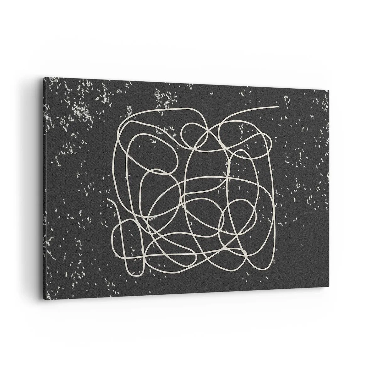 Obraz na płótnie - Abstrakcyjna linia na czarnym tle z drobnymi detalami - 100x70cm - Błądzenie myśli - Nowoczesna dekoracja ścienna do salonu, kuchni i sypialni ARTTOR