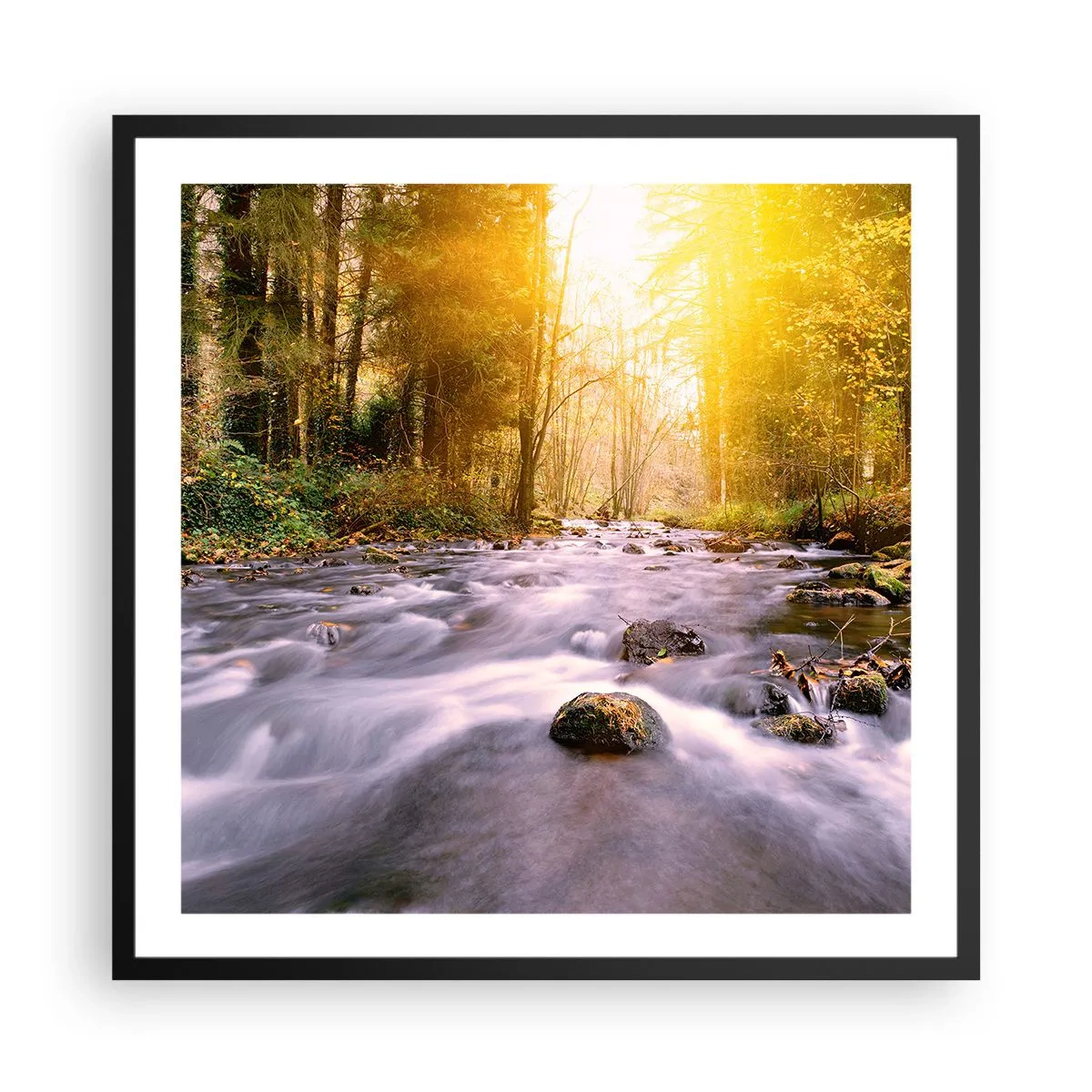 Plakat w czarnej ramie - Malachit w srebrno-złotej oprawie - 60x60 cm