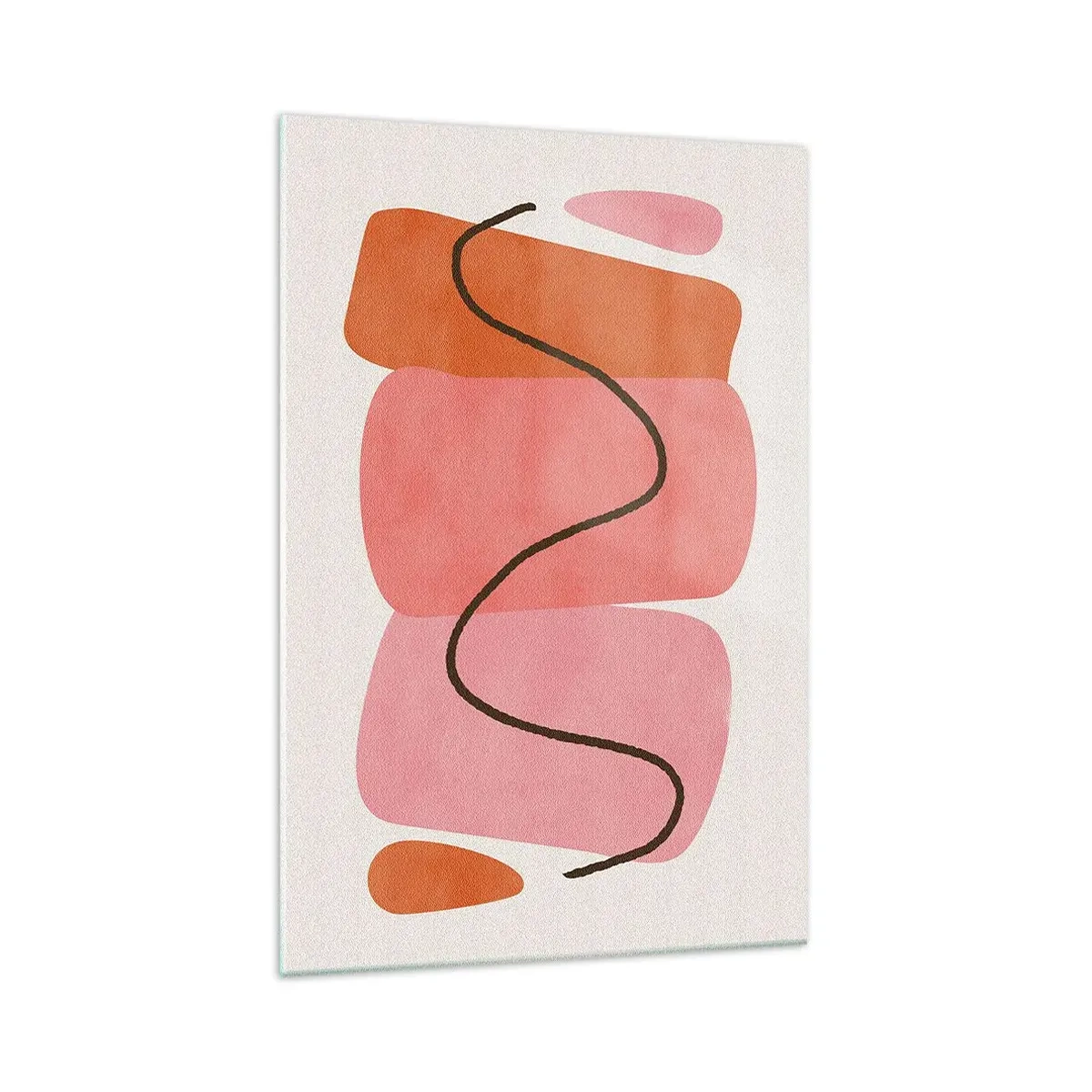 Obraz na szkle - Abstrakcyjne kształty w różowych i pomarańczowych odcieniach - 70x100cm - łagodny ruch form - Nowoczesna dekoracja ścienna do salonu i sypialni ARTTOR