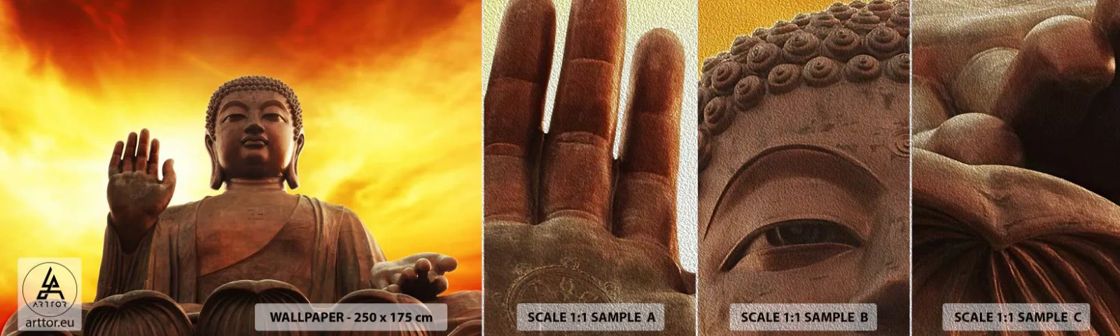 Fototapeta Próbka Premium Sand - Spokój świata - Budda, Religia, Sztuka - 100x30 cm