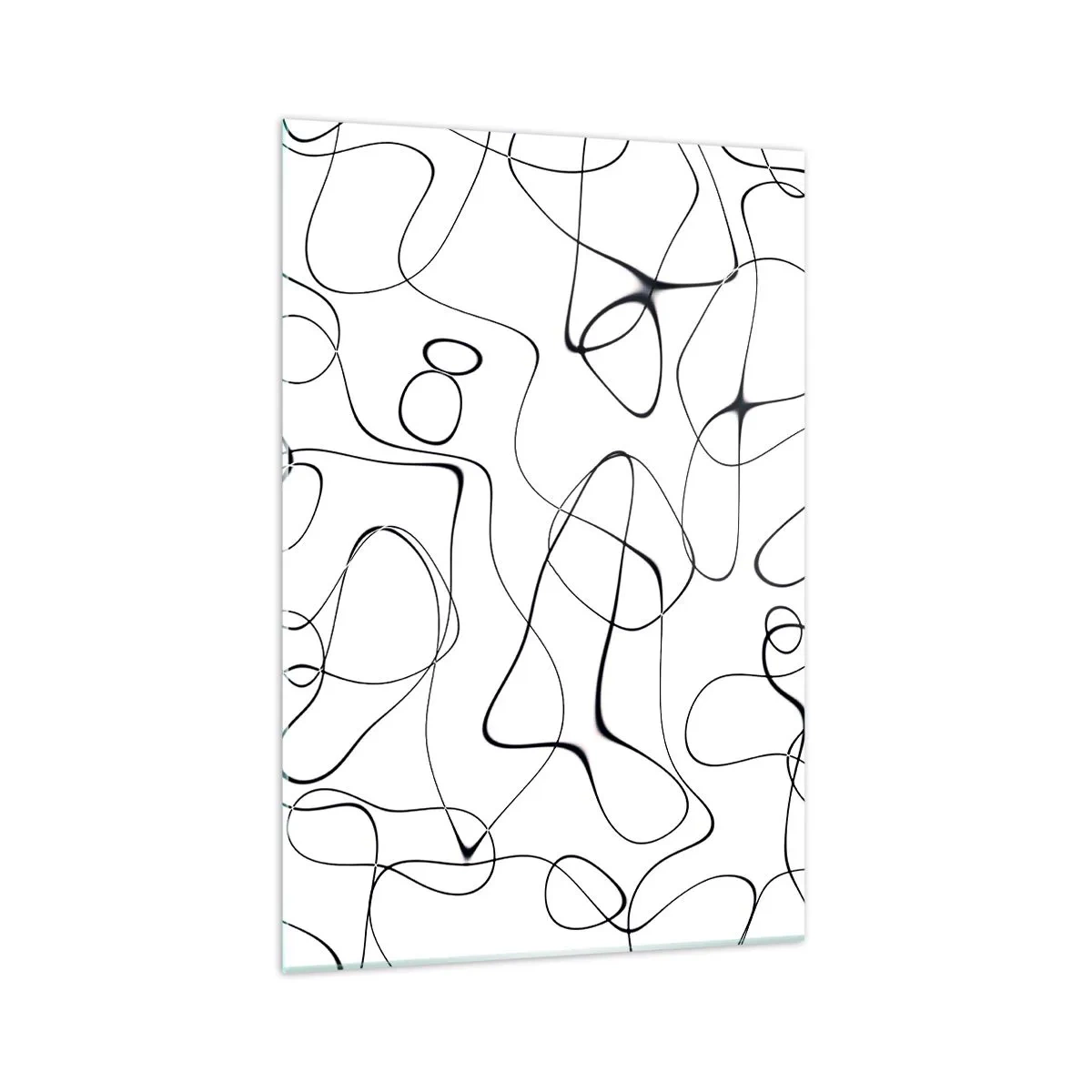 Obraz na szkle - Abstrakcyjne czarne linie na białym tle w minimalistycznym stylu - 70x100cm - Ścieżki życia, koleje losu - Nowoczesna dekoracja ścienna do salonu i sypialni ARTTOR