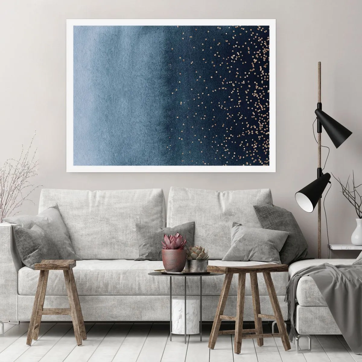 Plakat - Kompozycja – niebieskie fazy - 50x40 cm